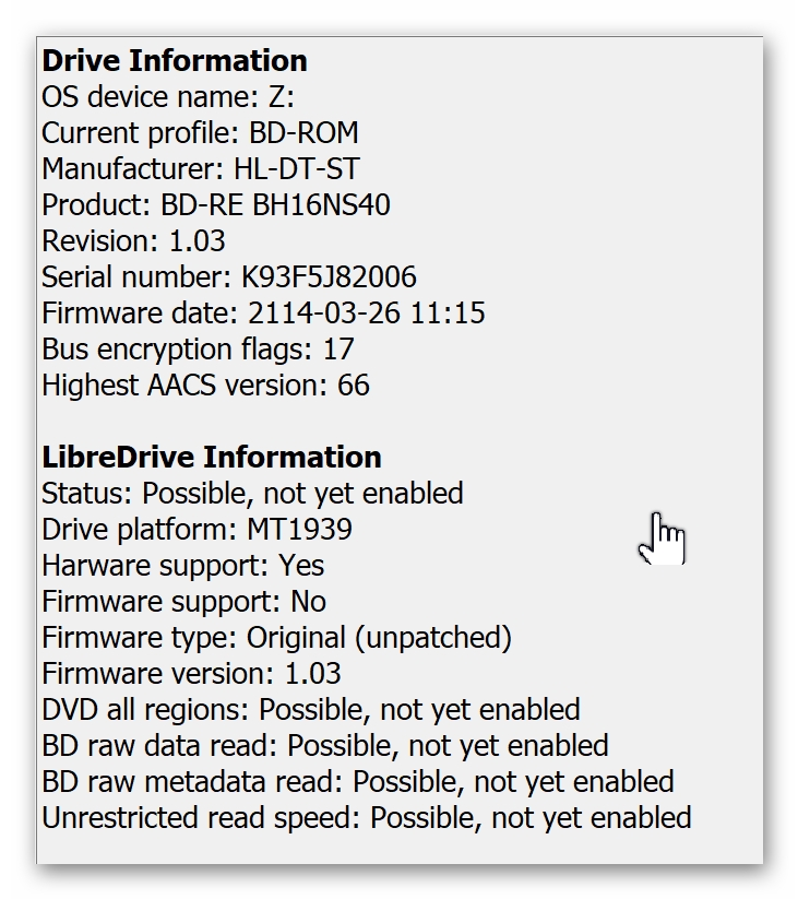 Dive info as reported by MakeMKV