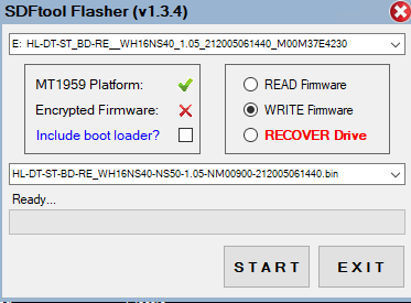 Settings used for sdftool