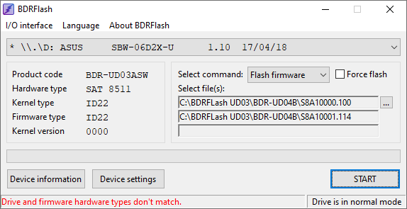 BDRFlash screenshot