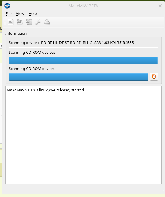 Start MakeMKV with a disc in the drive